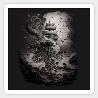 Kraken attacking ship Sticker